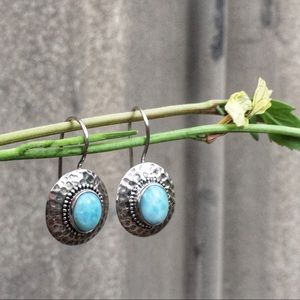 Genuine Larimar Earrings - Sterling Silver